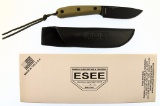 Lot #1 -  ESEE 4HM Knife in Box - Overall length:  8.88 inches, Blade length:  4.38 inches, Cut