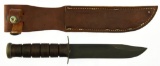 Lot #136 - Ka-Bar USMC Fighting Knife with Leather Sheath 6.75