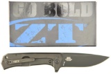 Lot #225 - Zero Tolerance Todd Rexford 0804CF Flipper folding knife in Box. Blade Length:  3.9