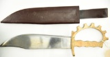 Lot #339 - M.R.L. Museum Replicas LTD Conyers GA Mfg 1985 D-Guard Brass Bowie Knife in Leather