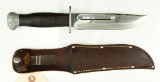 Lot #341 - Original U.S. WWII RH Pal 36 Fighting Knife with Leather Scabbard