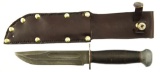 Lot #43 - Original U.S. WWII Named RH Pal 36 Fighting Knife with Leather Scabbard