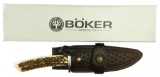 Lot #431 - Boker Esculta Stag Knife in Box - Type: Fixed Blade, Total Length:  11.5, Blade leng