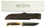 Lot #453 - Boker Genuine Stag handle Hunting Knife in box- Overall length 8 1/8
