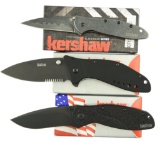 Lot #539 - 3 Kershaw Folding Knives:  1670BLK, 1630BLKST & 1600CBBW. 1670BLK Ken Onion Blur Ass