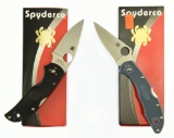 Lot #571 - Lot of (2) Spyderco Knives to include: C41PBK5, C11FPBLE