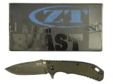 Lot #575 - Zero Tolerance Hinderer 0566 BWCF Assisted Opening Folding Knife with Box. Overall L