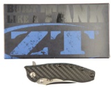 Lot #594 - Zero Tolerance Hinderer 0562CF Flipper Folding Knife with Box. Blade Length:  3.5