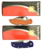 Lot #613 - Lot of (2) Spyderco Knives to include: C11FPWCBORE, C41GPDBL5