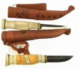 Lot #695 - Two Kellan Fixed Blade Knives to Include: Kellam Ptarmigan & Kellem Reindeer Handle.