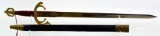  Lot #731 - Spanish brass and steel decorated 30” sword inscribed Tizoa Del Eld Toledo on blade