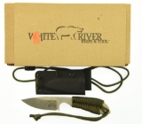 Lot #97 - White River M1 Backpacker Knife In Box Specifications:  Blade Length:  3”, Overall Le