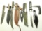 Lot #1309 - Lot of (9) knives to include Japanese steel throwing knife in leather  sheath, Japa