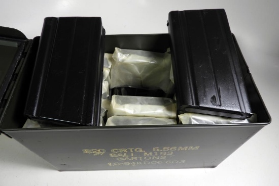 Lot #802 - (15) 20 Round magazines for FN FAL 7.62 x 51 mm in military ammo can. HIGH  CAPACITY
