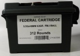 Lot #1024 - Case of 312 (+/-) Rounds of Federal Cartridge 5.56x45mm 62 Gr. FMJ Ball  cartridges