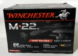 Lot #1034 - Box of 1000 (+/-) rounds of Winchester M22 .22 LR 40 Gr. cartridges.  Comes in plas