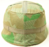 Lot #1150 - German Paratroopers helmet with canvas cover. Liner marked Kopfweite: Gr. 58  Stahl