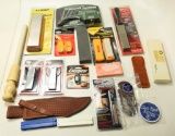 Lot #1165 - Large lot of knife related supplies to include sharpening stones, EdgeC rafter  Dia