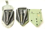 Lot #1184 - (3) Military trench shovels. One in digicam case and other in cases marked ERB  1976