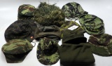 Lot #1218 - Lot of mostly camo hats and a scarf to include 17 (+/-) Boonie hats in mixed camo