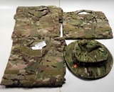 Lot #1254 - Lot of military related clothing to include multi camo sun hat-size 7 ¼,  Perimeter
