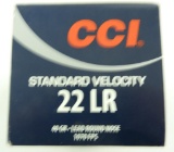 Lot #1378 - Box of 500 (+/-) rounds of CCI Standard Velocity .22 long rifle 40 Gr.