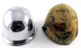 Lot #1464 - (2) Military helmets. One has multi camo cover