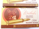 Lot #1522 - 50 (+/-) rounds of Weatherby .224 Ultra High Velocity Magnum 55 Gr. w/ 58 extra  ca