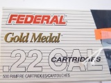 Lot #1550 - Box of (+/-) rounds of Federal Gold Medal Target .22 Long Rifle 40. Gr. Solid