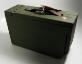 Lot #995 - Belt of .30-06 cartridges for M1 Machine Gun. Comes in wooden military ammo  can. 20 Lbs