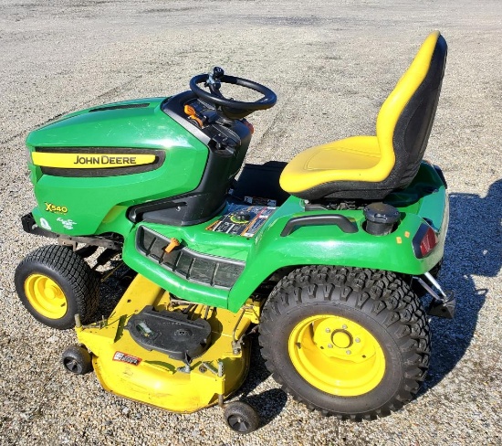 Lot #1775b - Garage Kept 2014 John Deere X540 Hydrostatic 54” Riding Lawn Mower showing  just