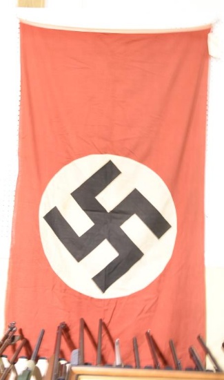 Lot #1825a - Ph. Lennelauw German Nazi Third Reicht Cloth flag (roughly 40” w x 80” l)  center