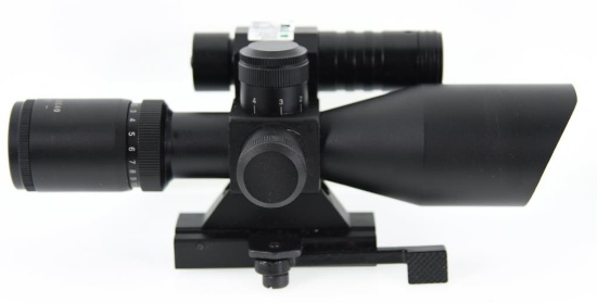 Lot #1850b - 2.5x10x40 Tactical Scope with red and green illuminated reticle as well as  exterior