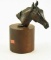 Lot # 4684 - Original sculpted Bronze horse head bust on wooden pedestal signed Stillman 7” by