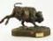 Lot # 4700 - “Running Buffalo” bronze sculpture on wooden base signed Bruce Smith 1/5 9 ½” x 15
