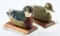 Lot # 4842 - Nice Pair of miniature carved Wood Ducks Drake and Hen with raised wing feathers