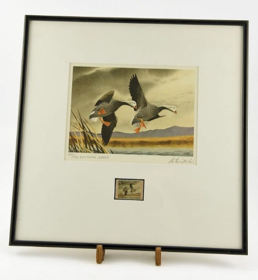 Lot # 4614 - RARE 1972 Department of the Interior Migratory Bird Stamp print of Emperor Geese