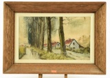 Lot # 4580 - Framed oil on board Street Scape signed and dated 1948 This painting is attributed