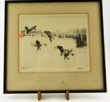 Lot # 4671 - Original signed Etching titled: “Rice field Pintails” by Richard Bishop signed lower