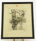 Lot # 4675 - “Flights End Along the Bayou” framed lithograph Richard Bishop (15” x 18”)