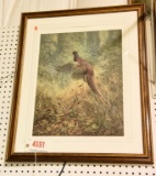 Lot # 4691 - Framed print of flying Pheasant by William Hollywood (24” x 27”)