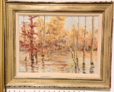 Lot # 4711 - Richard Bishop (1887-1975 American) original framed oil on board of Fall Foliage on