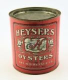 Lot # 4716 - Heysers Oysters 1 gallon oyster can packed by The Wm. Heyser Co. Baltimore, MD