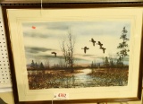 Lot # 4762 - Framed print Black Ducks S/N by David Hagerbaum 34” x 26” (from the King Art Gallery)