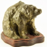 Lot # 4771 - Bronze Sculpture of Bear on wooden base signed Smith 2/15 1980 7”