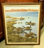 Lot # 4779 - Original Framed Oil on Canvas of Canada Geese signed Connolly lower right from the