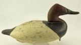 Lot # 4805 - Rare Scott Jackson & Will Heverin Canvasback drake in old working paint branded JH