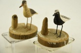 Lot # 4823 - (2) Paul Nock, Salisbury, MD miniature carved shorebirds signed and dated 1981 4”