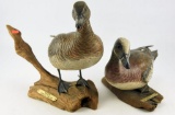 Lot # 4838 - Superb Pair of Full Body Standing Carved Widgeon on driftwood by Thomas Carlock.