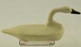 Lot # 4841 - 1997 Miniature carved Swan decoy initialed JAC on underside repair to neck